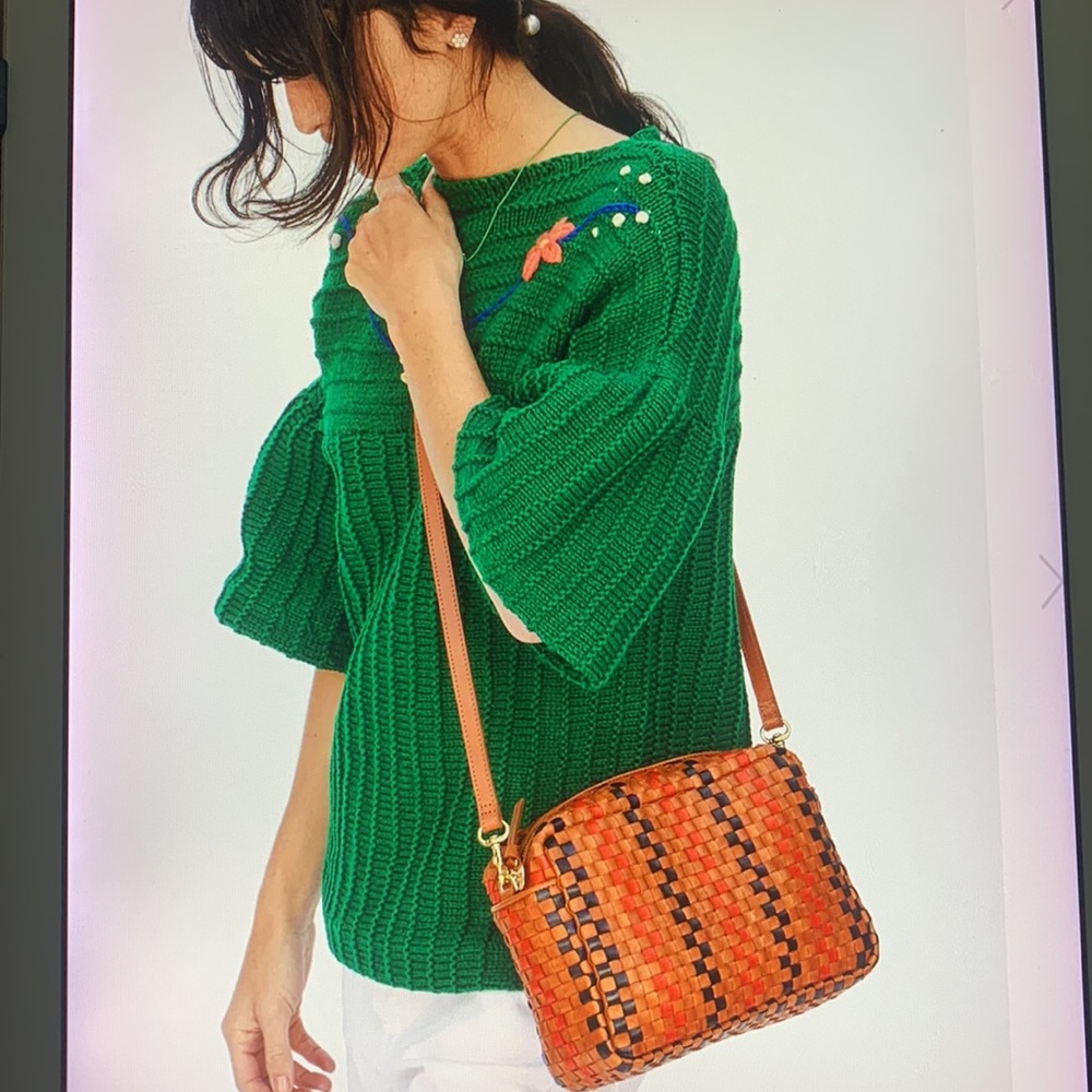 Clare V . Marisol Woven Leather Crossbody Bag, PINSTRIPE WOVEN CHECKER - Picture 9 of 17